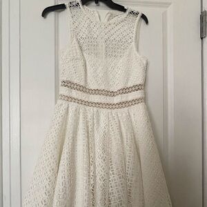 Monique Lhuillier White Sleeveless A-Line Dress